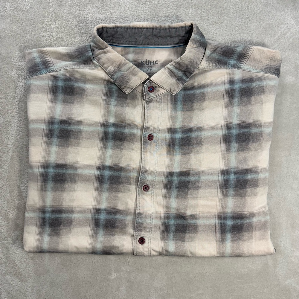 Kuhl Born in the Wild Wildfire Plaid Button Shirt Men's Sz XL Outdoor Hiking